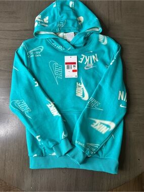 Nike Teal Pullover Hoodie with White Logos
